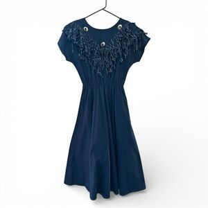 Vintage 80’s/90’s Circle T Denim Cowgirl Dress with Fringe/Stud Detailing Size S